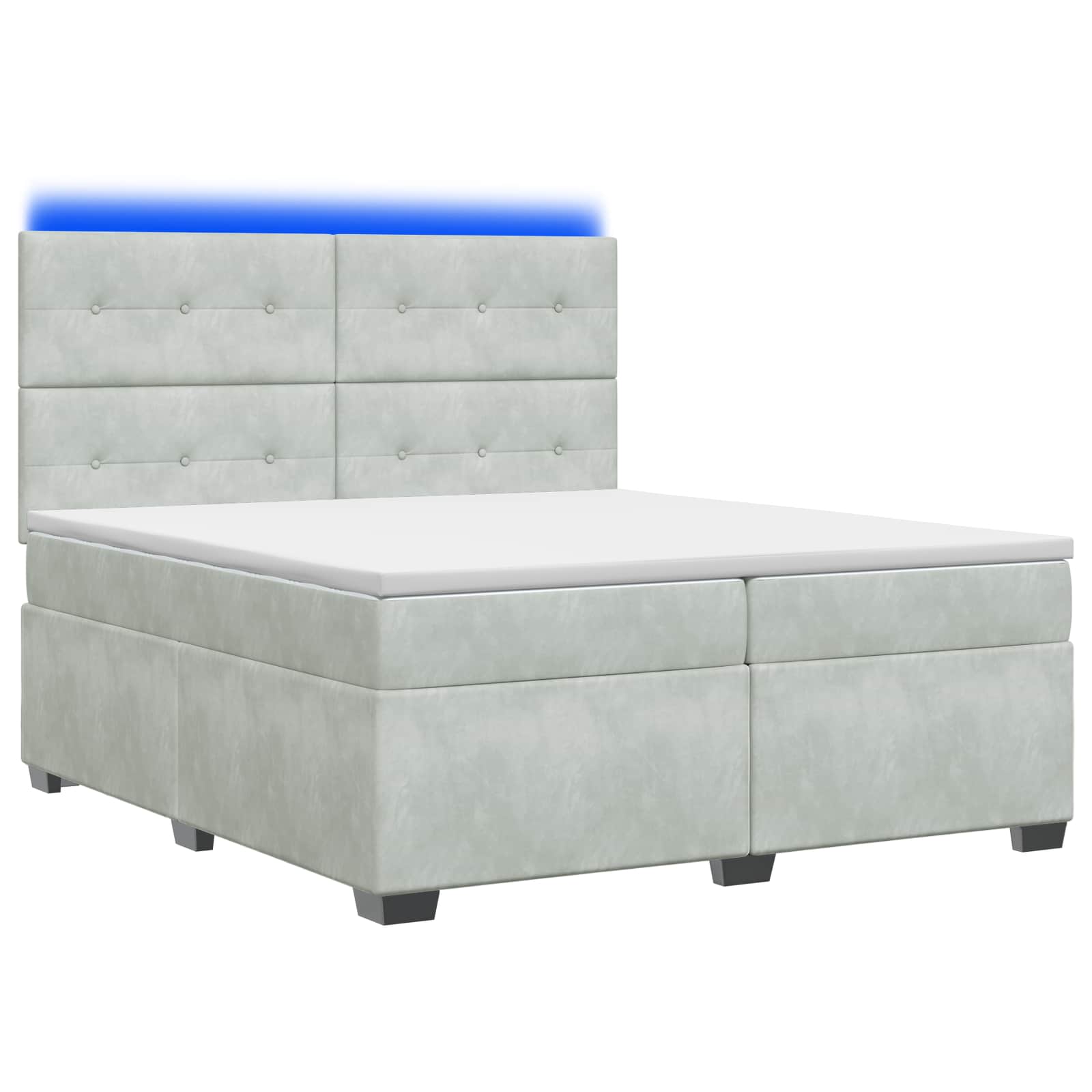 Boxspringbett mit Matratze Hellgrau 200 x 200 cm Samt