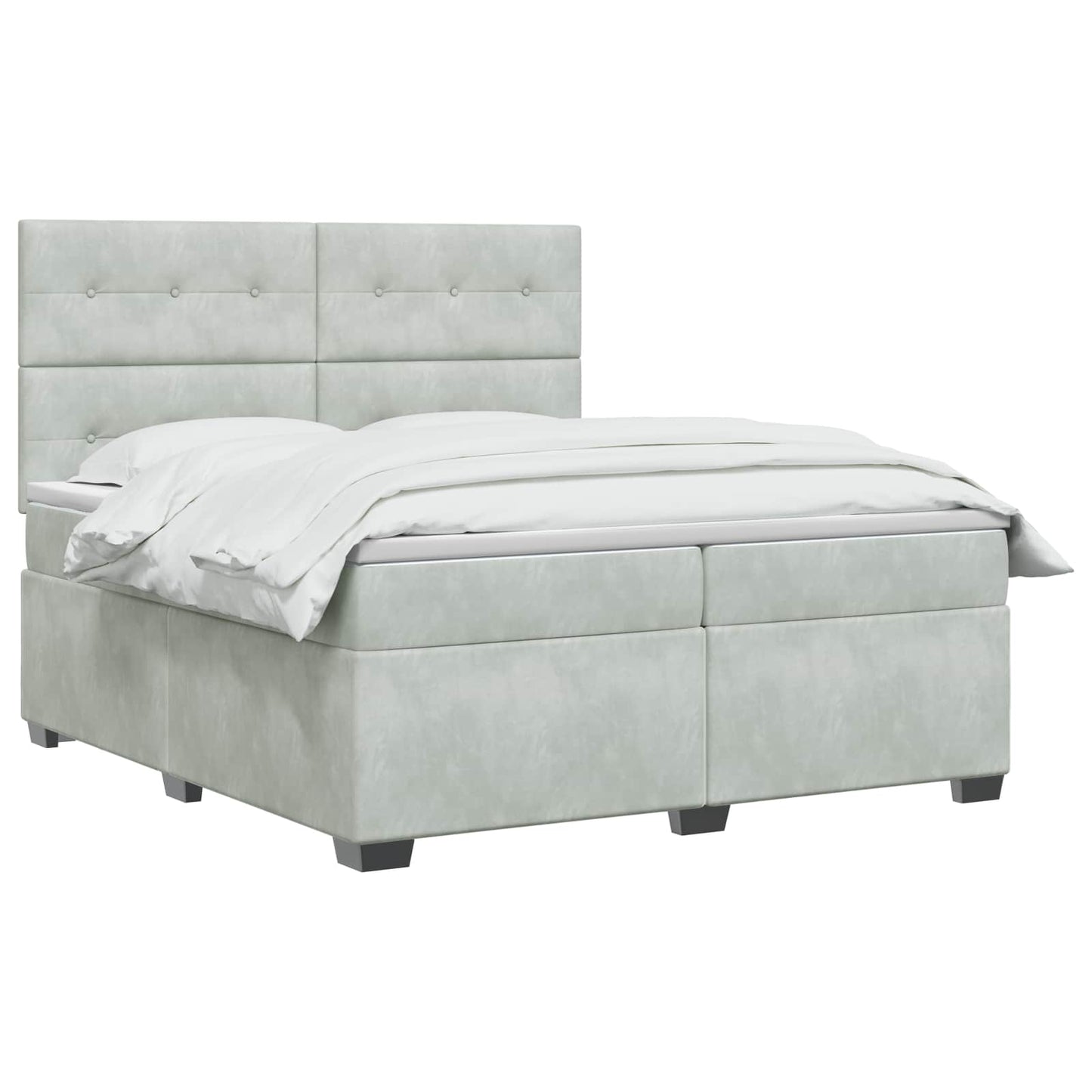 Boxspringbett mit Matratze Hellgrau 200 x 200 cm Samt