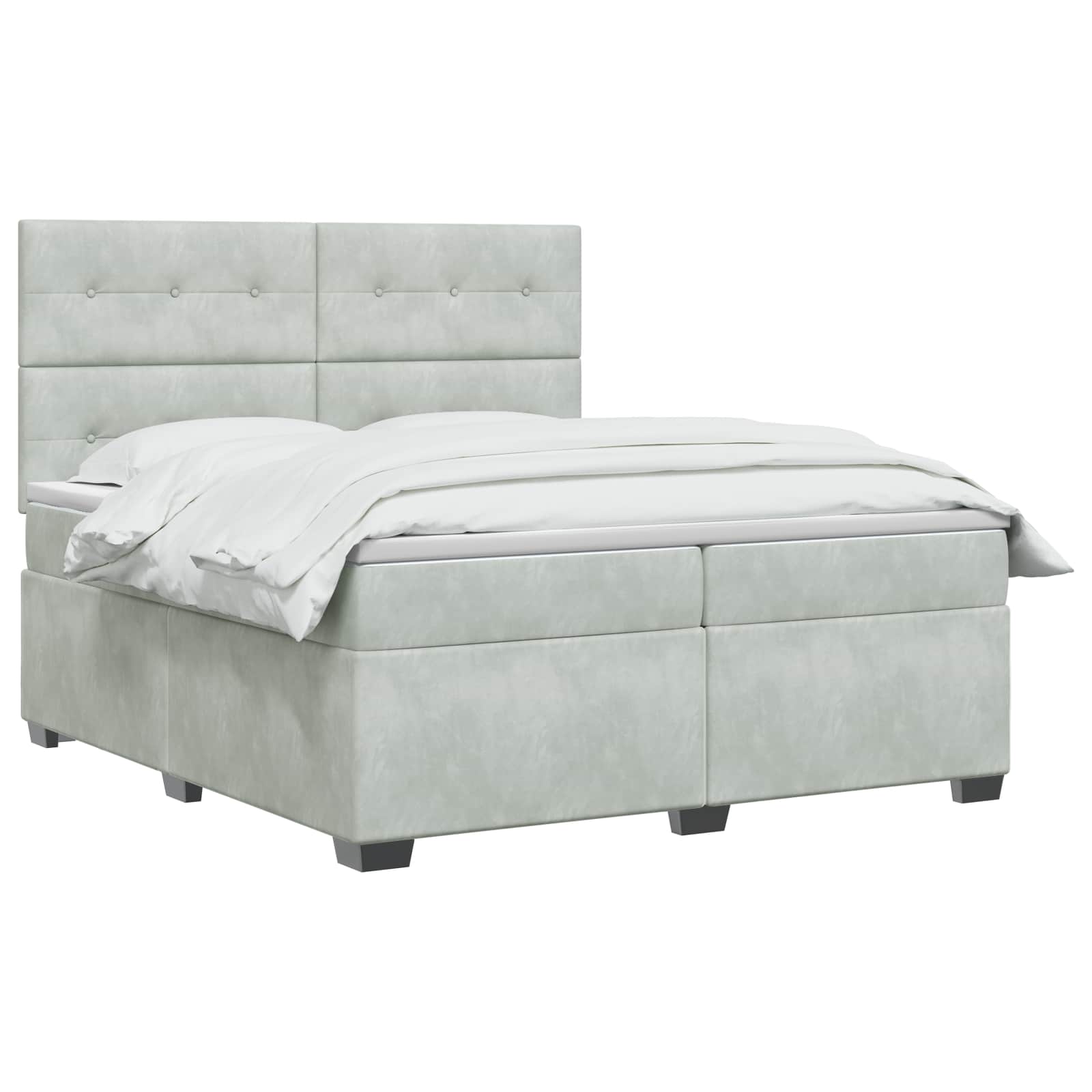 Boxspringbett mit Matratze Hellgrau 200 x 200 cm Samt