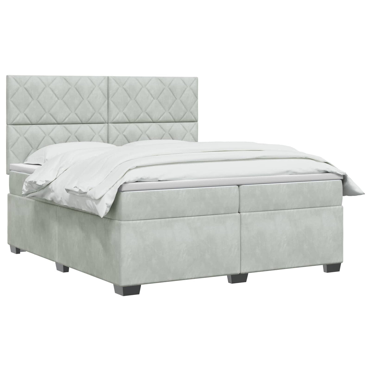 Boxspringbett mit Matratze Hellgrau 200 x 200 cm Samt