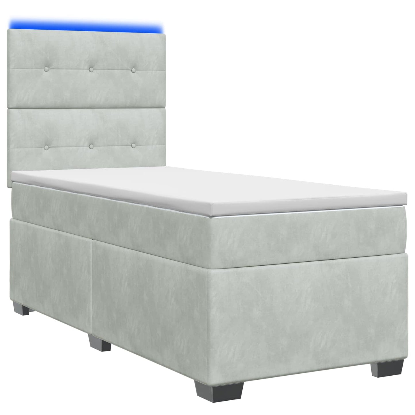 Boxspringbett mit Matratze und LED Hellgrau 90 x 190 cm Samt