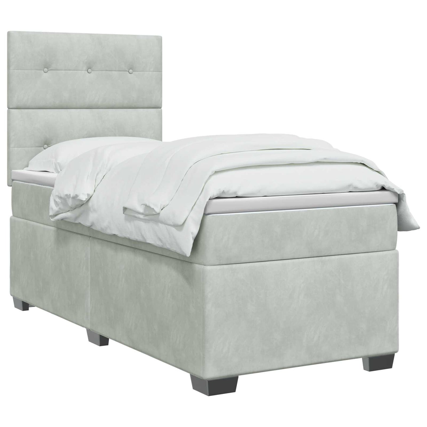 Boxspringbett mit Matratze und LED Hellgrau 90 x 190 cm Samt