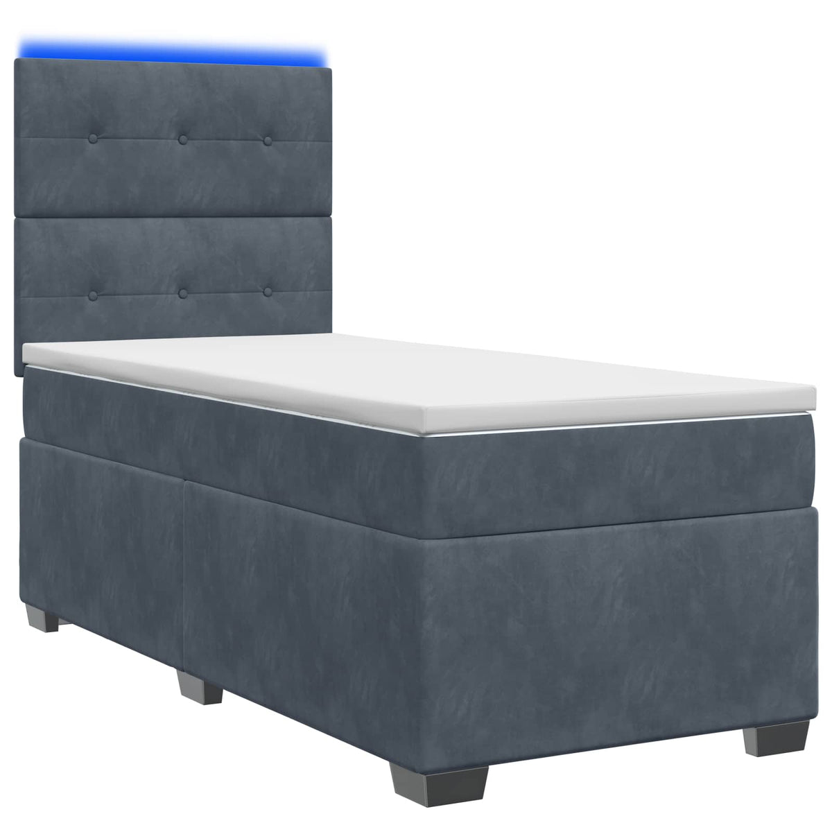 Boxspringbett mit Matratze und LED Dunkelgrau 90 x 190 cm Samt