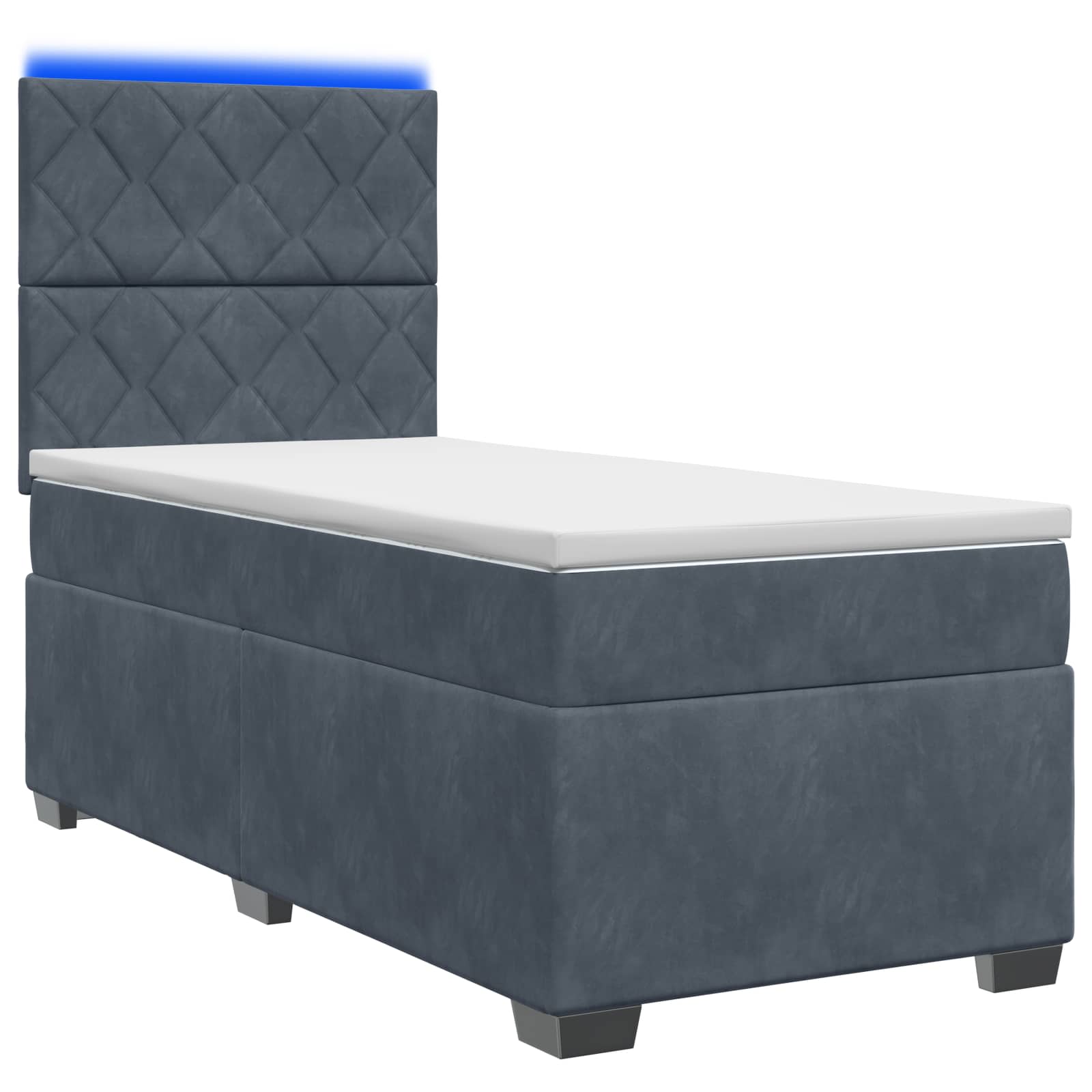 Boxspringbett mit Matratze und LED Dunkelgrau 90 x 190 cm Samt