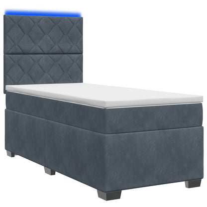 Boxspringbett mit Matratze und LED Dunkelgrau 90 x 190 cm Samt
