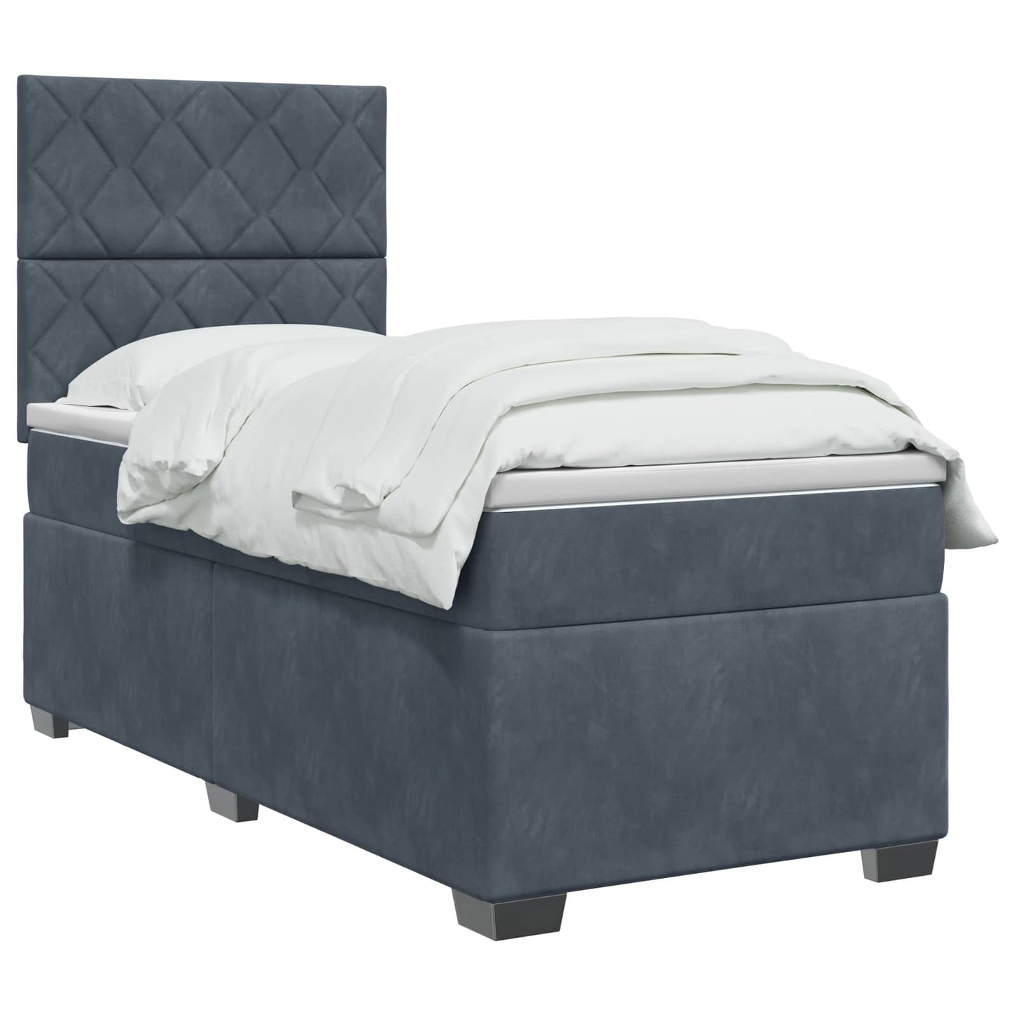 Boxspringbett mit Matratze und LED Dunkelgrau 90 x 190 cm Samt