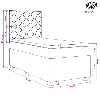 Boxspringbett mit Matratze und LED Dunkelgrau 90 x 190 cm Samt