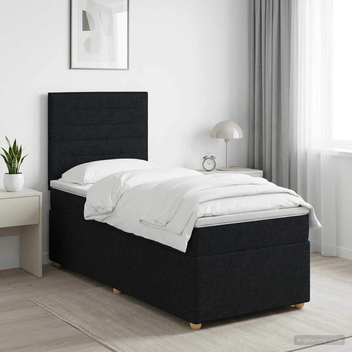 Boxspringbett mit Matratze Schwarz 80 x 200 cm Stoff