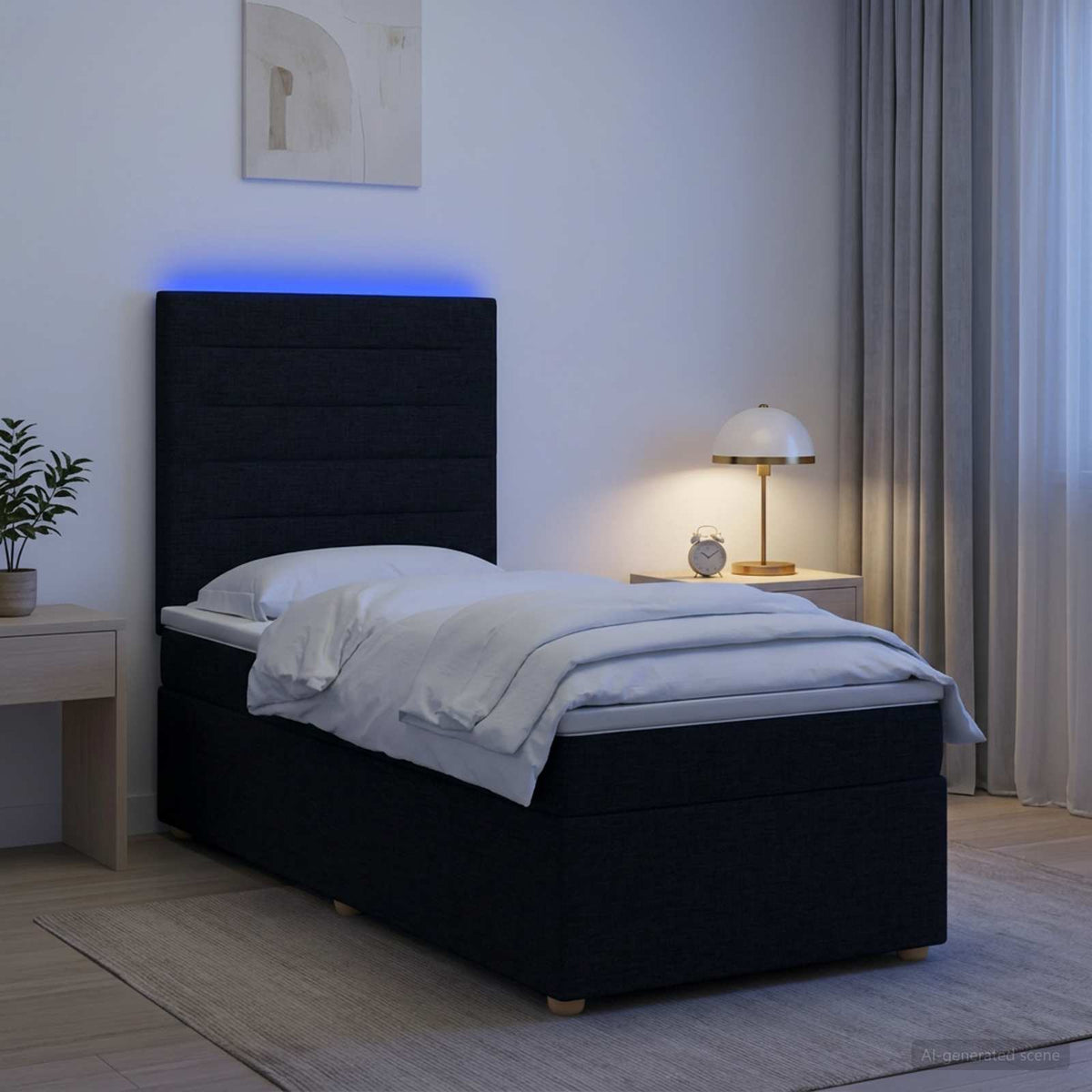 Boxspringbett mit Matratze Schwarz 80 x 200 cm Stoff