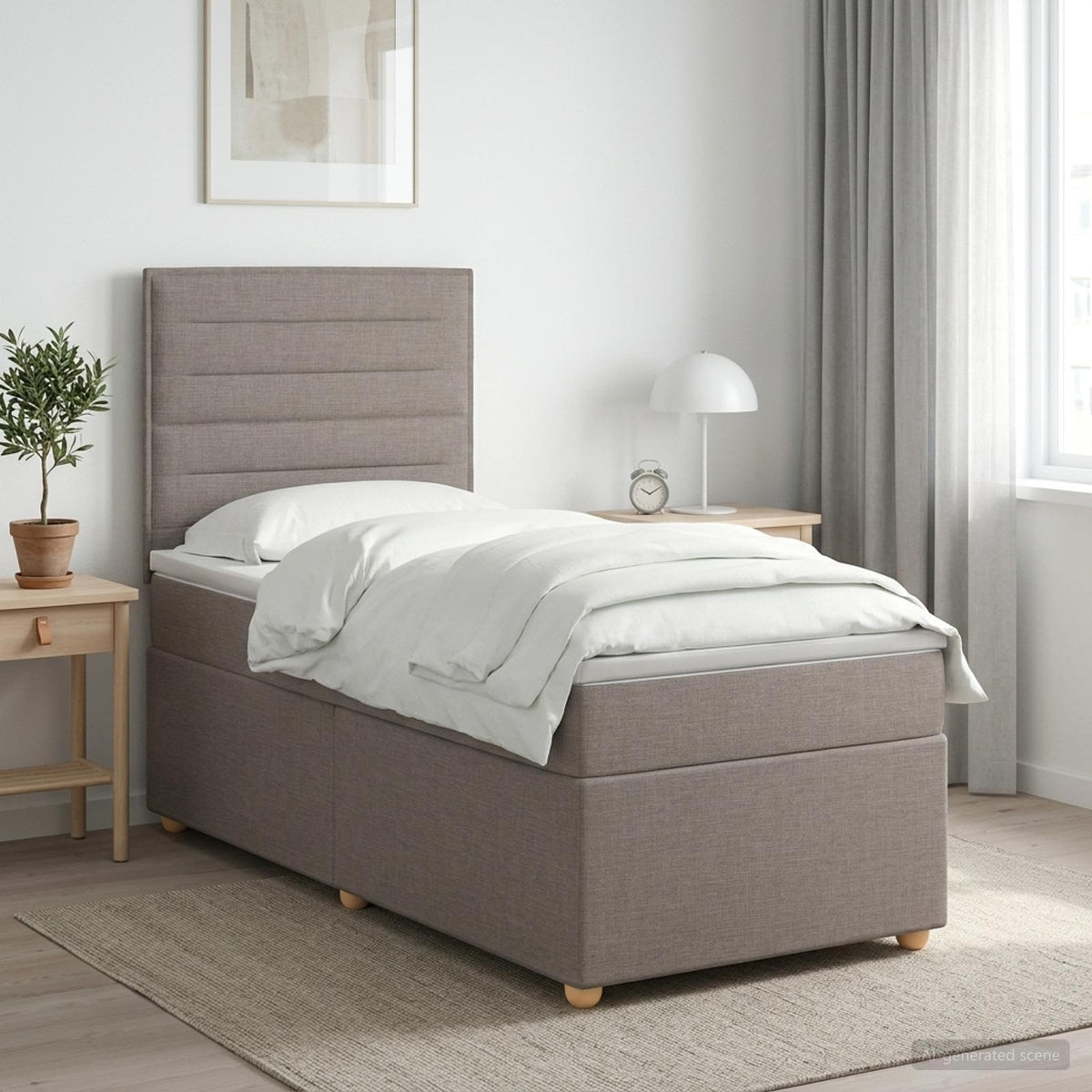 Boxspringbett mit Matratze mit Kopfteil Taupe 90 x 190 cm Stoff