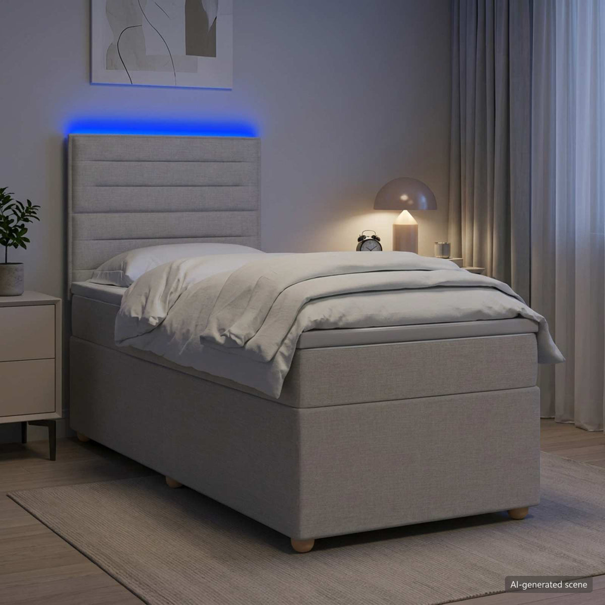 Boxspringbett mit Matratze mit Kopfteil Taupe 90 x 190 cm Stoff