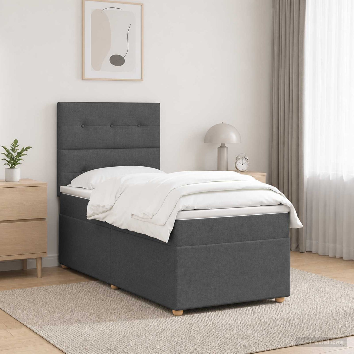 Boxspringbett mit Matratze Dunkelgrau 80 x 200 cm Stoff