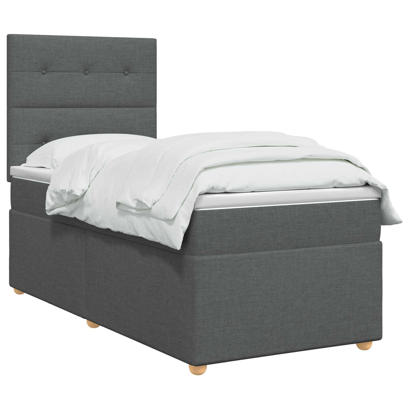 Boxspringbett mit Matratze Dunkelgrau 80 x 200 cm Stoff