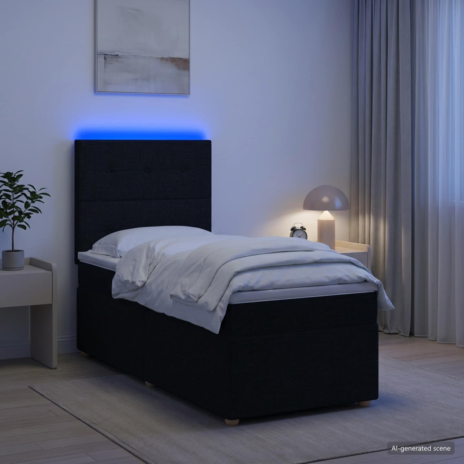Boxspringbett mit Matratze Schwarz 100 x 200 cm Stoff