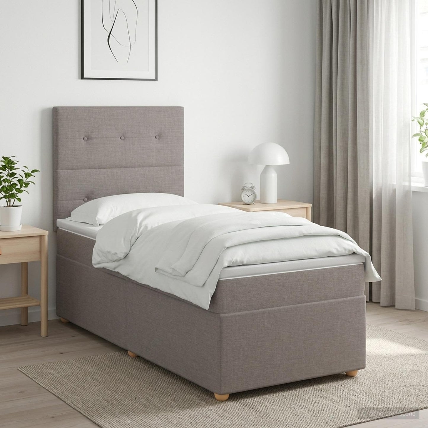 Boxspringbett mit Matratze mit Kopfteil Taupe 80 x 200 cm Stoff