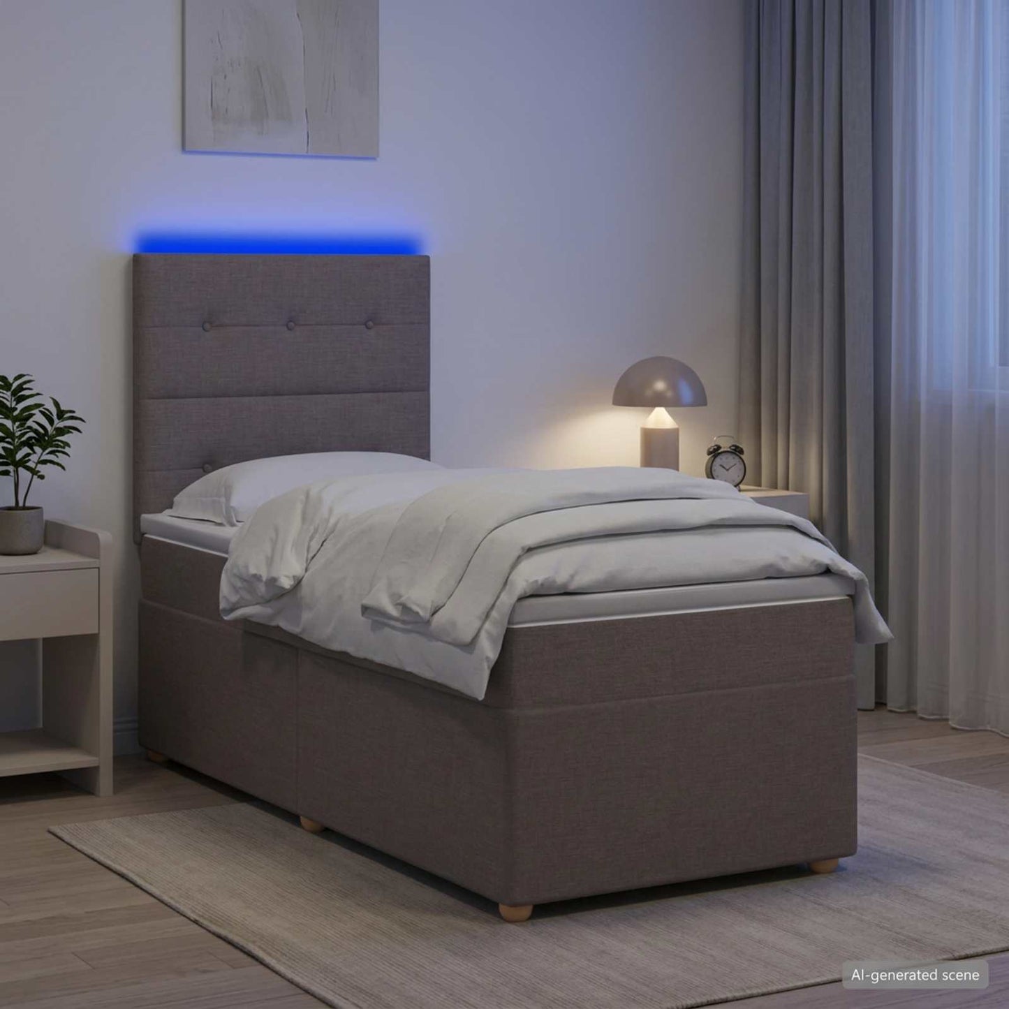 Boxspringbett mit Matratze mit Kopfteil Taupe 80 x 200 cm Stoff