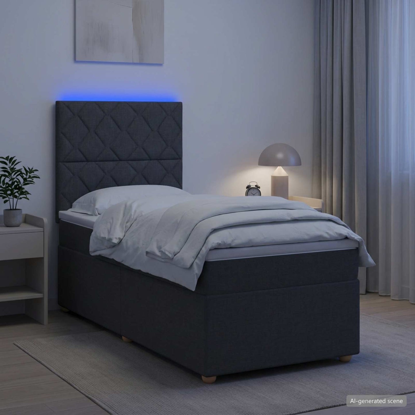 Boxspringbett mit Matratze Dunkelgrau 80 x 200 cm Stoff