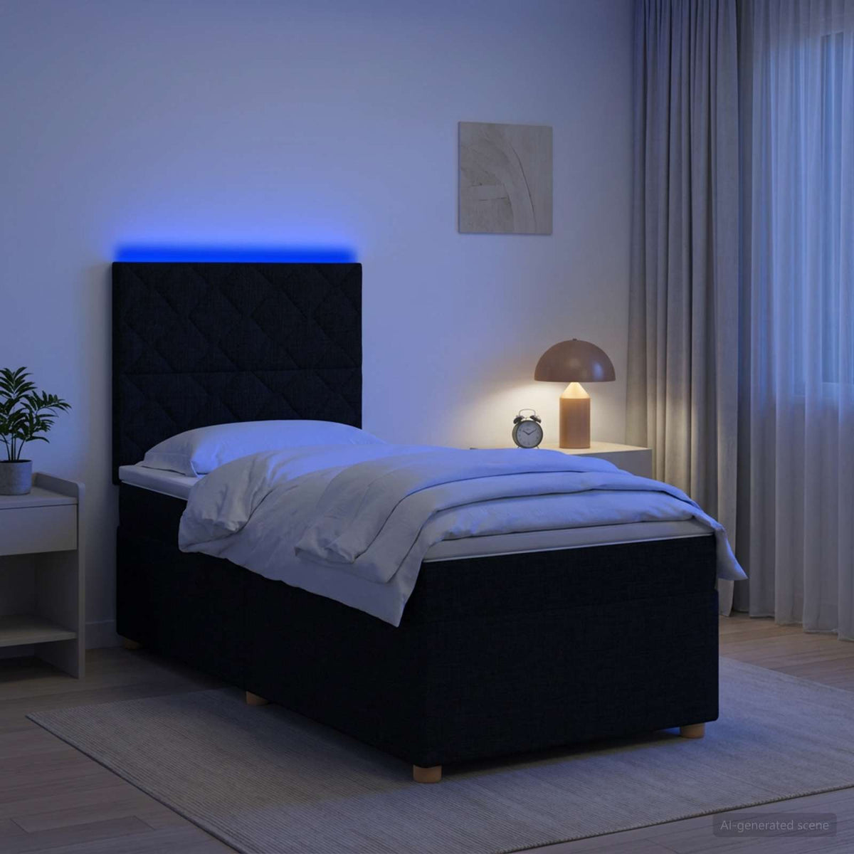 Boxspringbett mit Matratze Schwarz 80 x 200 cm Stoff