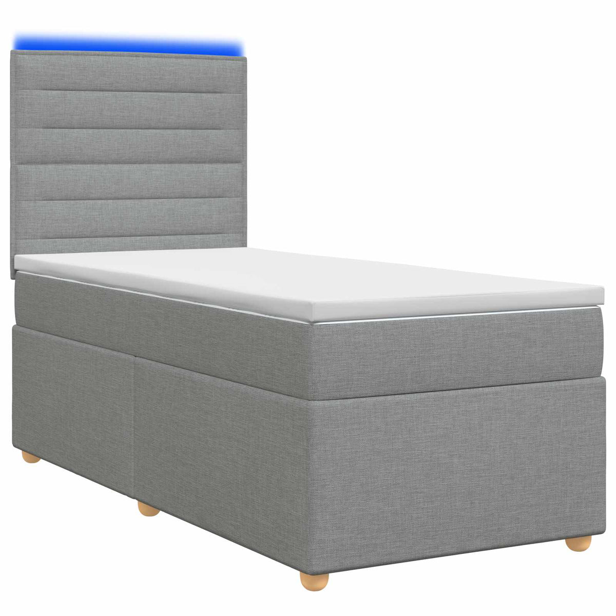 Boxspringbett mit Matratze Hellgrau 90 x 190 cm Stoff