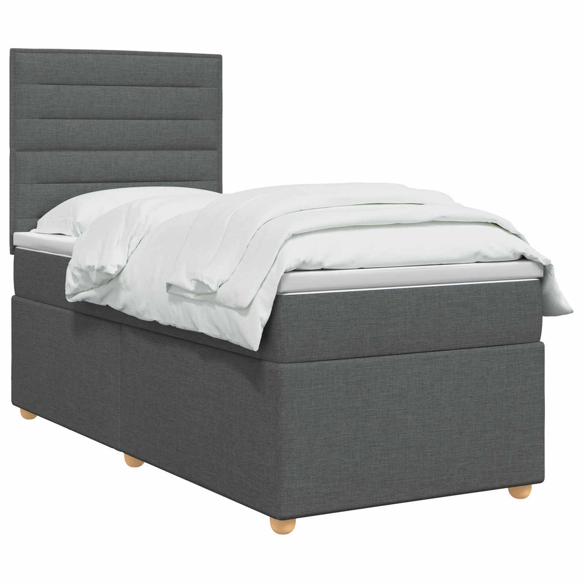Boxspringbett mit Matratze Dunkelgrau 90 x 200 cm Stoff
