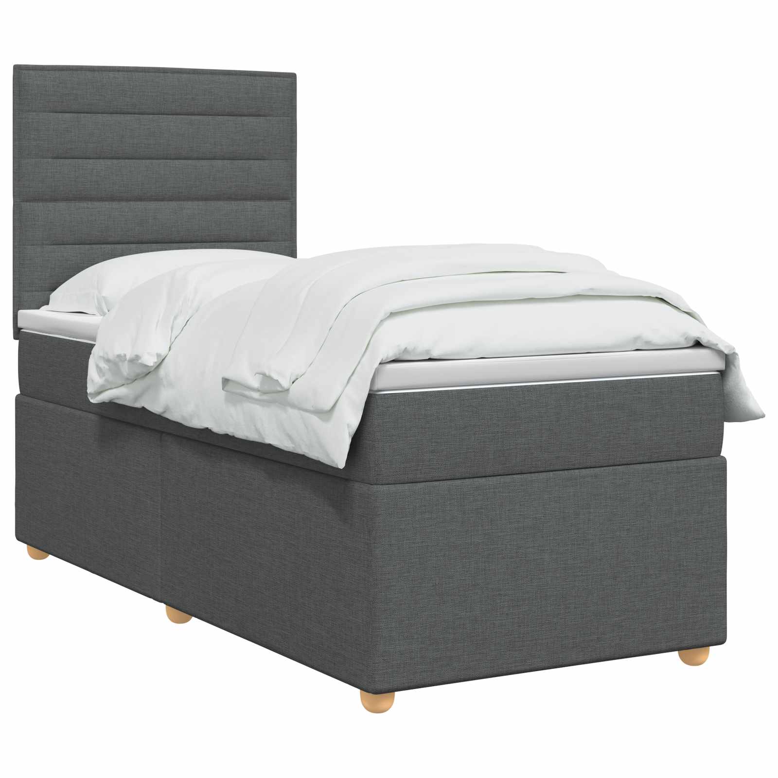 Boxspringbett mit Matratze Dunkelgrau 100 x 200 cm Stoff