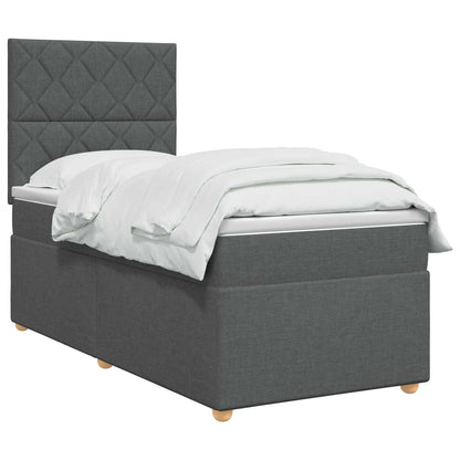 Boxspringbett mit Matratze Dunkelgrau 100 x 200 cm Stoff