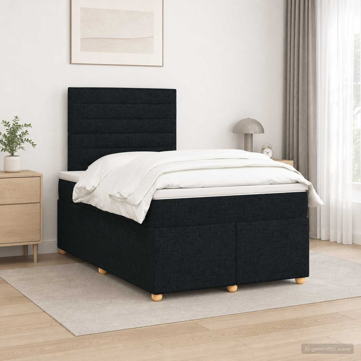 Boxspringbett mit Matratze Schwarz 120 x 190 cm Stoff