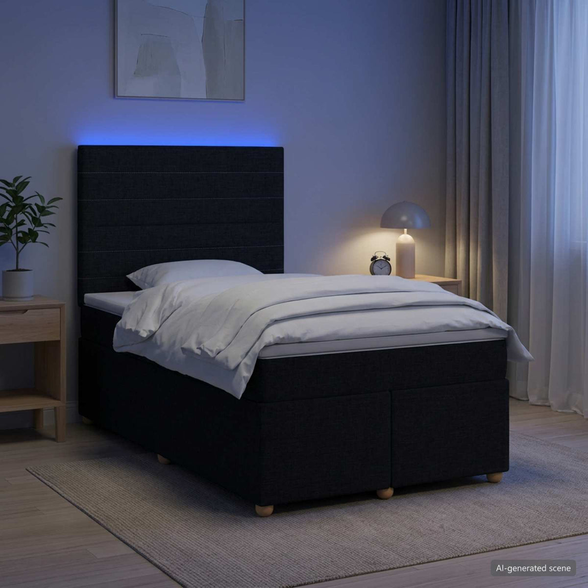 Boxspringbett mit Matratze Schwarz 120 x 190 cm Stoff