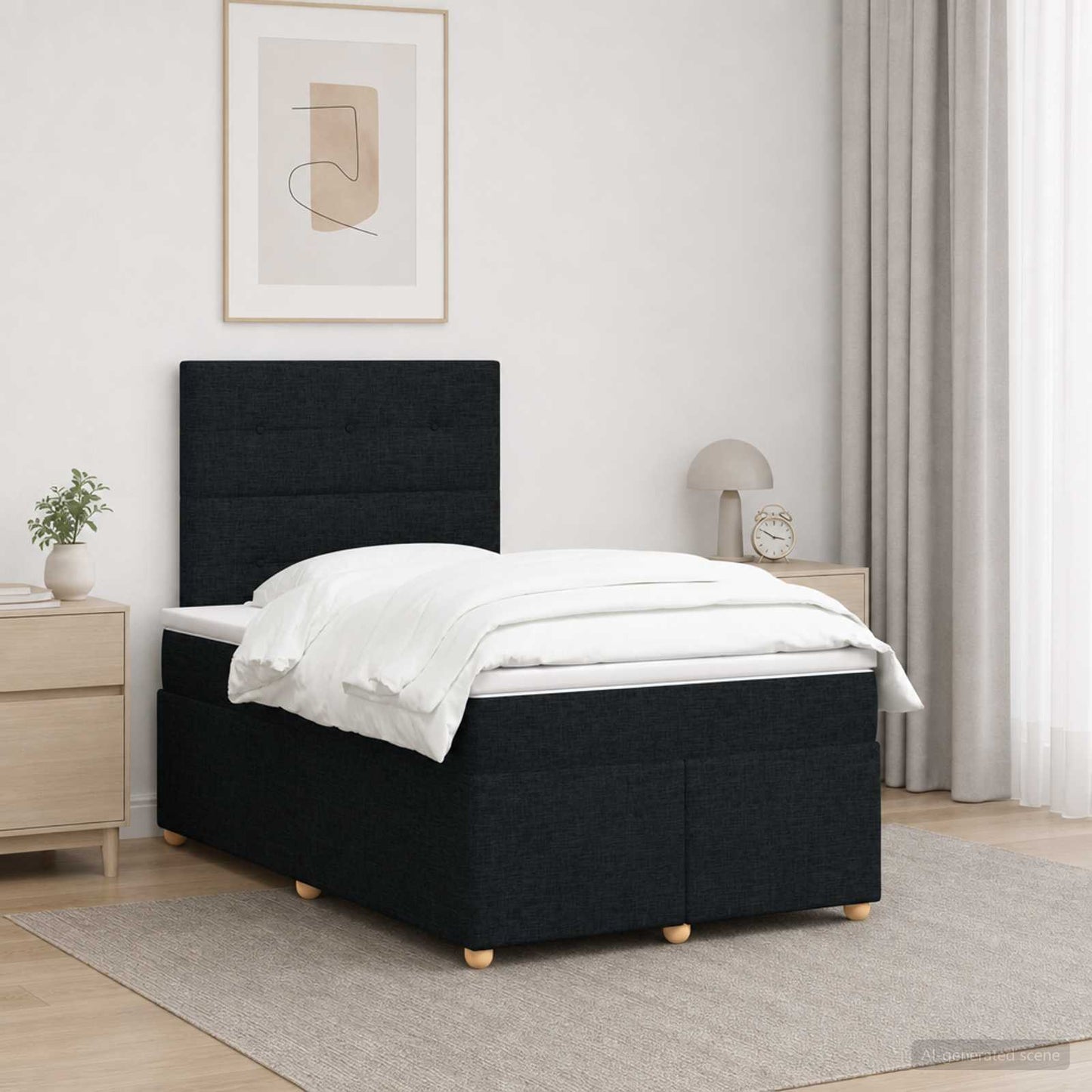 Boxspringbett mit Matratze Schwarz 120 x 190 cm Stoff
