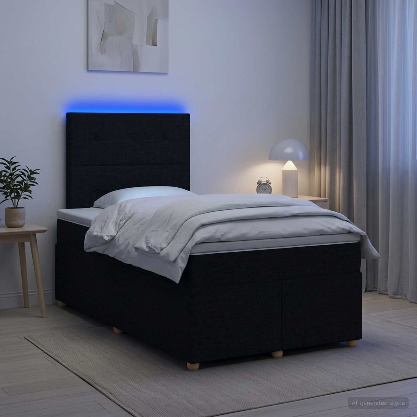 Boxspringbett mit Matratze Schwarz 120 x 190 cm Stoff