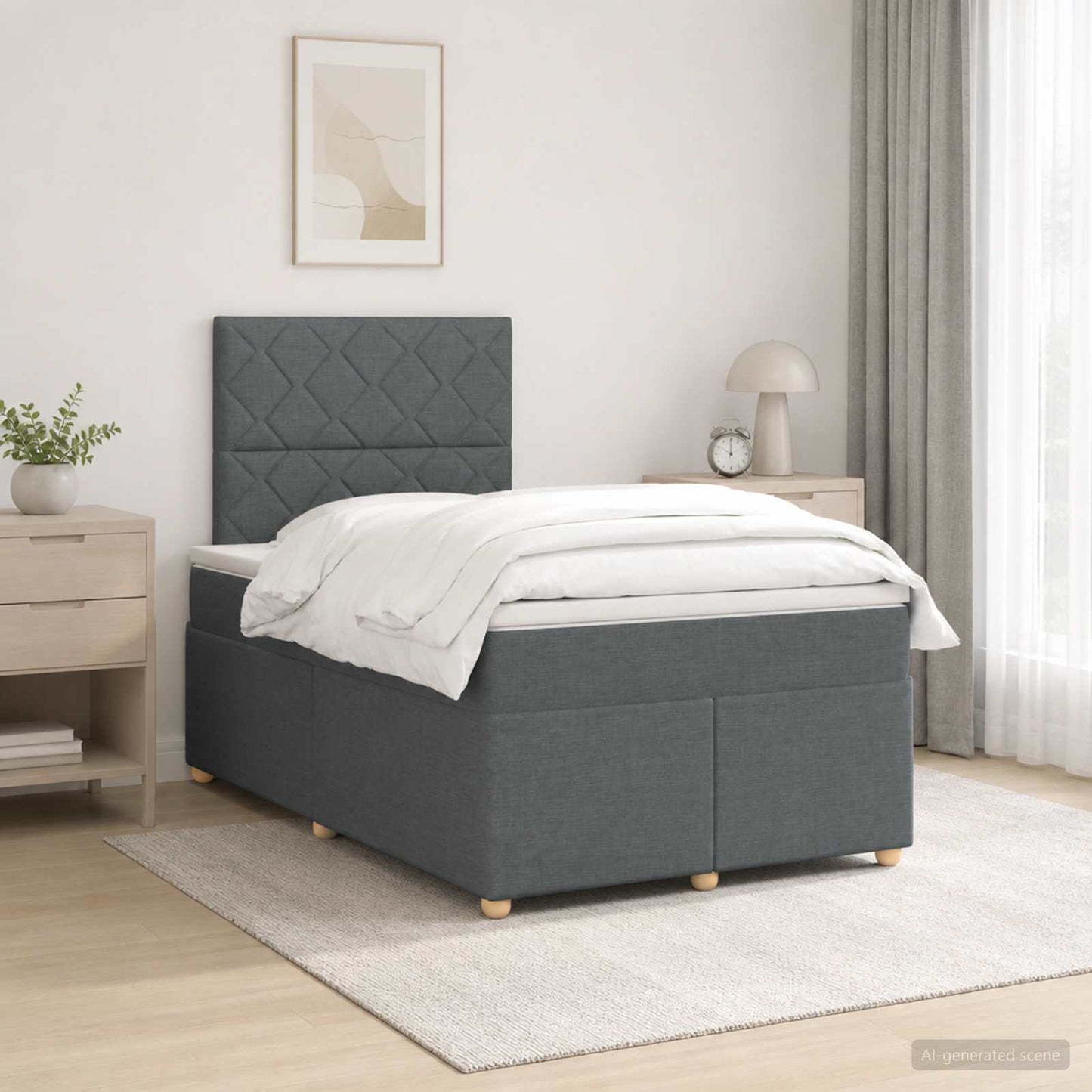 Boxspringbett mit Matratze Dunkelgrau 120 x 200 cm Stoff
