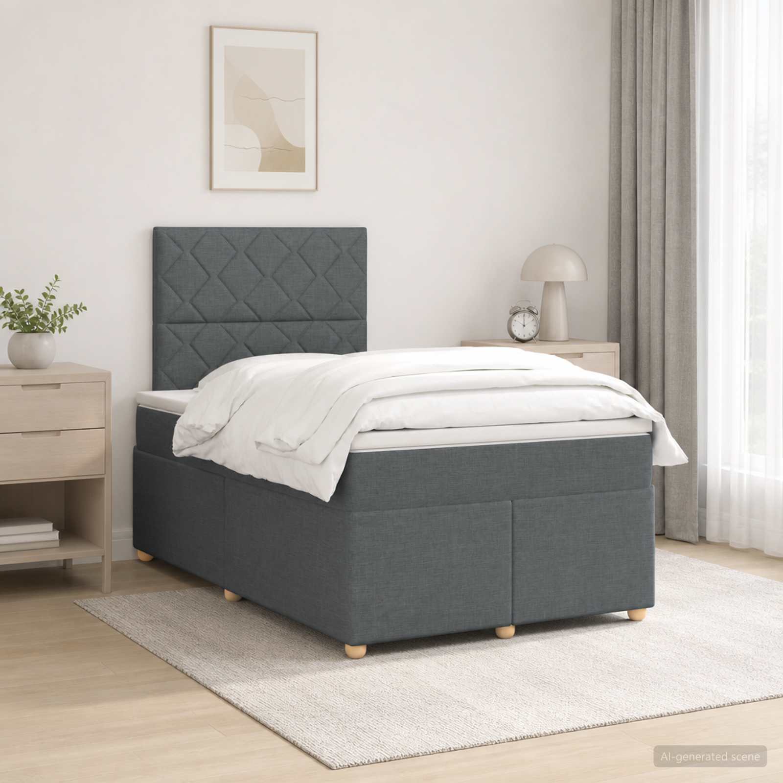 Boxspringbett mit Matratze Dunkelgrau 120 x 200 cm Stoff