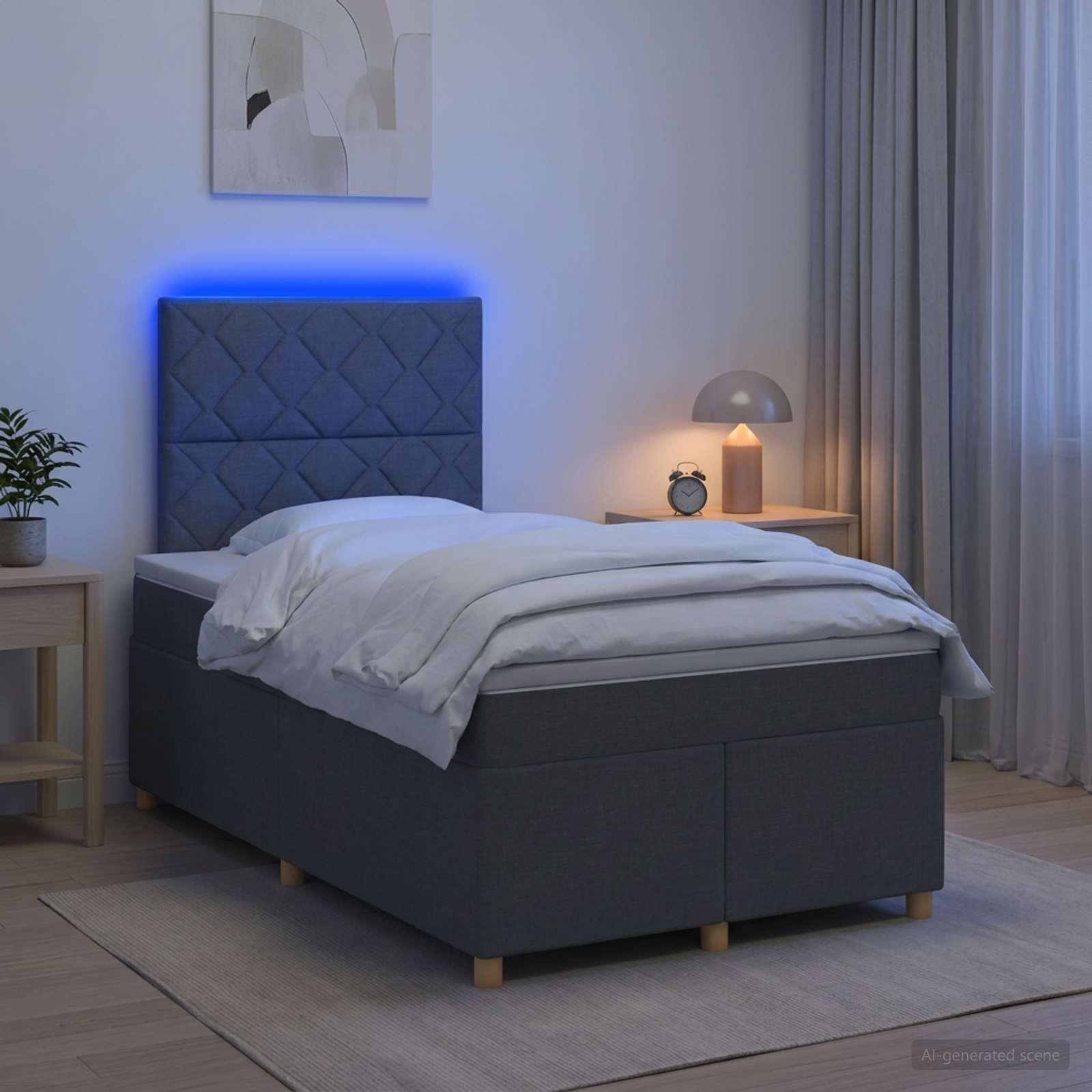 Boxspringbett mit Matratze Dunkelgrau 120 x 200 cm Stoff