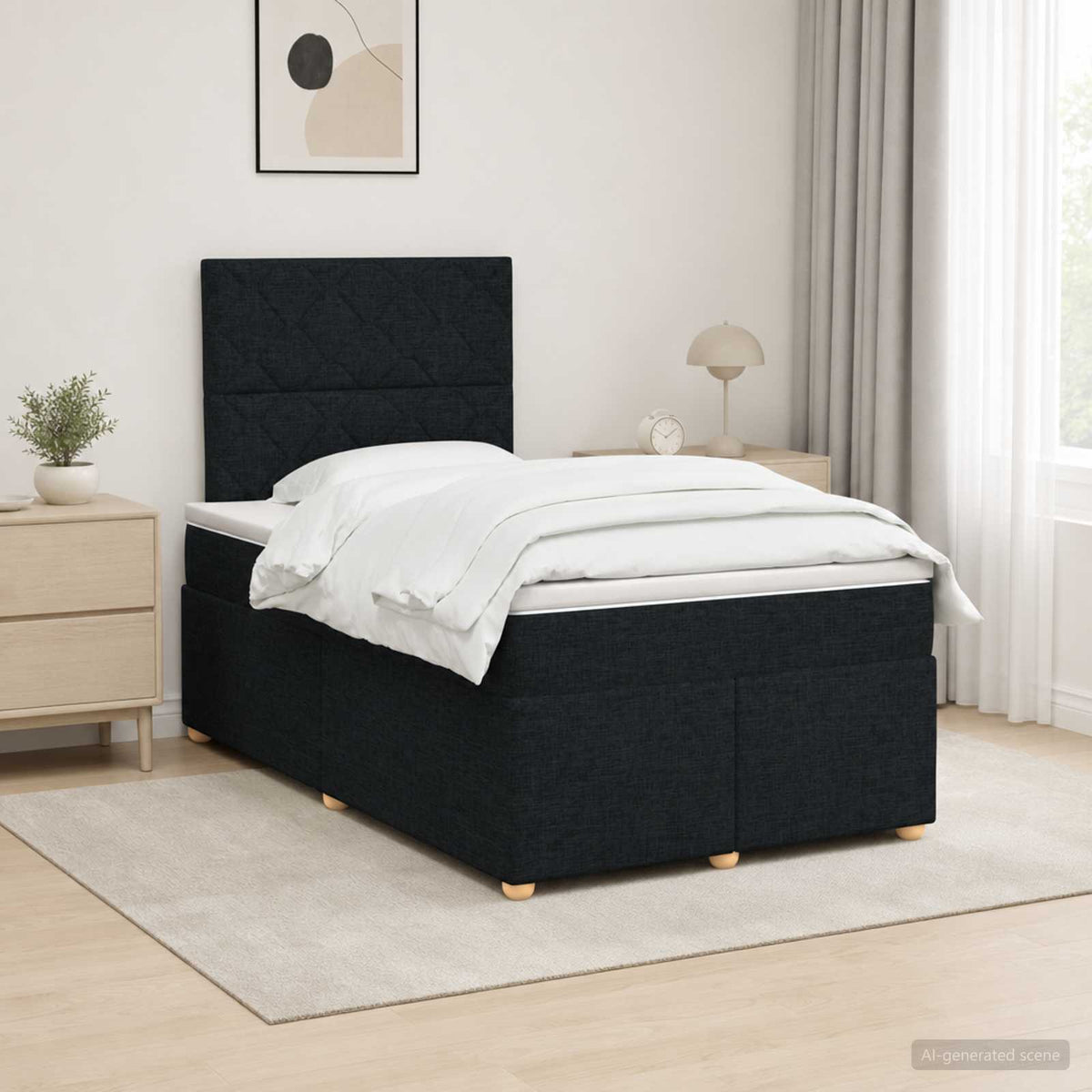 Boxspringbett mit Matratze Schwarz 120 x 190 cm Stoff