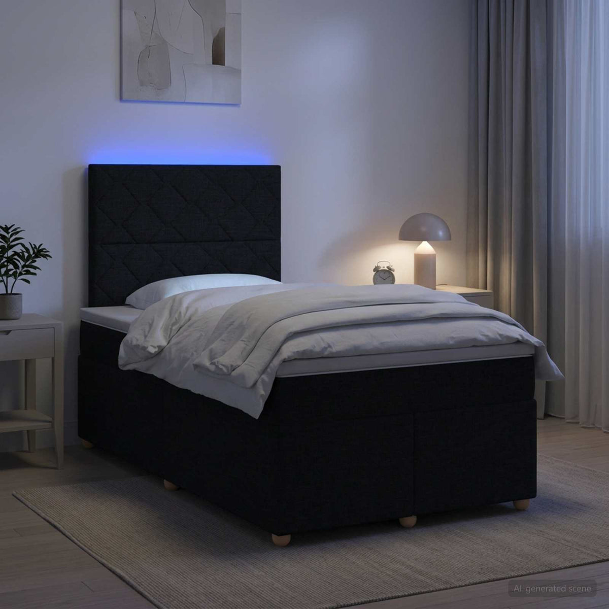 Boxspringbett mit Matratze Schwarz 120 x 190 cm Stoff