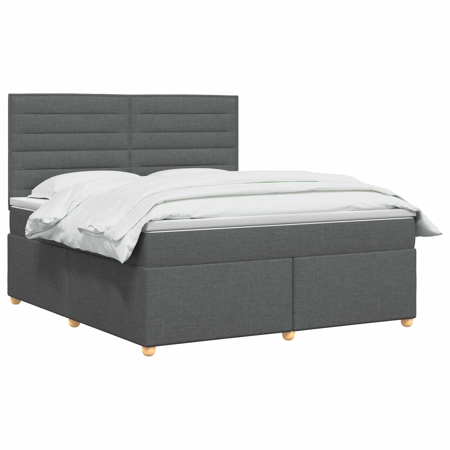 Boxspringbett mit Matratze Dunkelgrau 140 x 190 cm Stoff