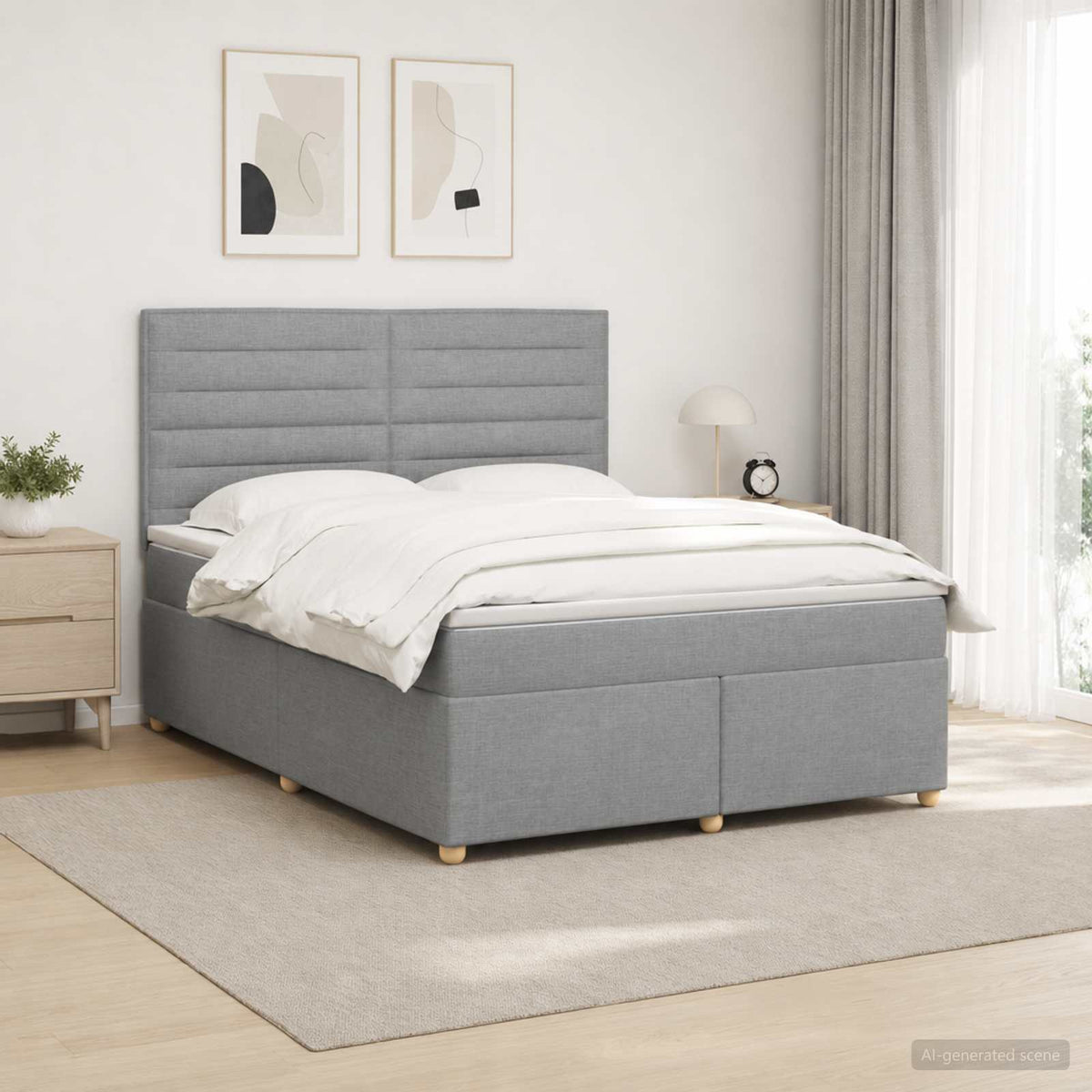 Boxspringbett mit Matratze Hellgrau 180 x 200 cm Stoff