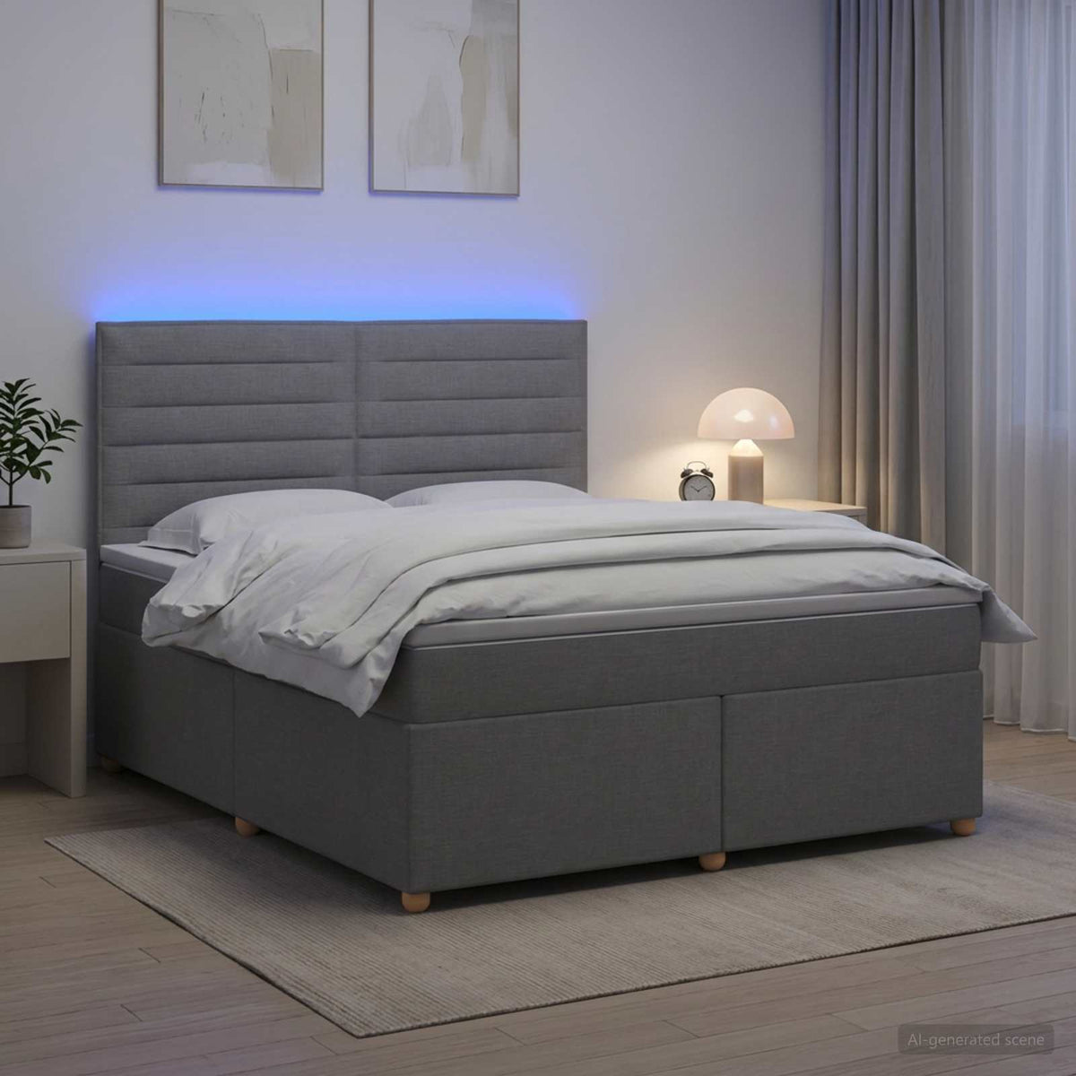 Boxspringbett mit Matratze Hellgrau 140 x 200 cm Stoff