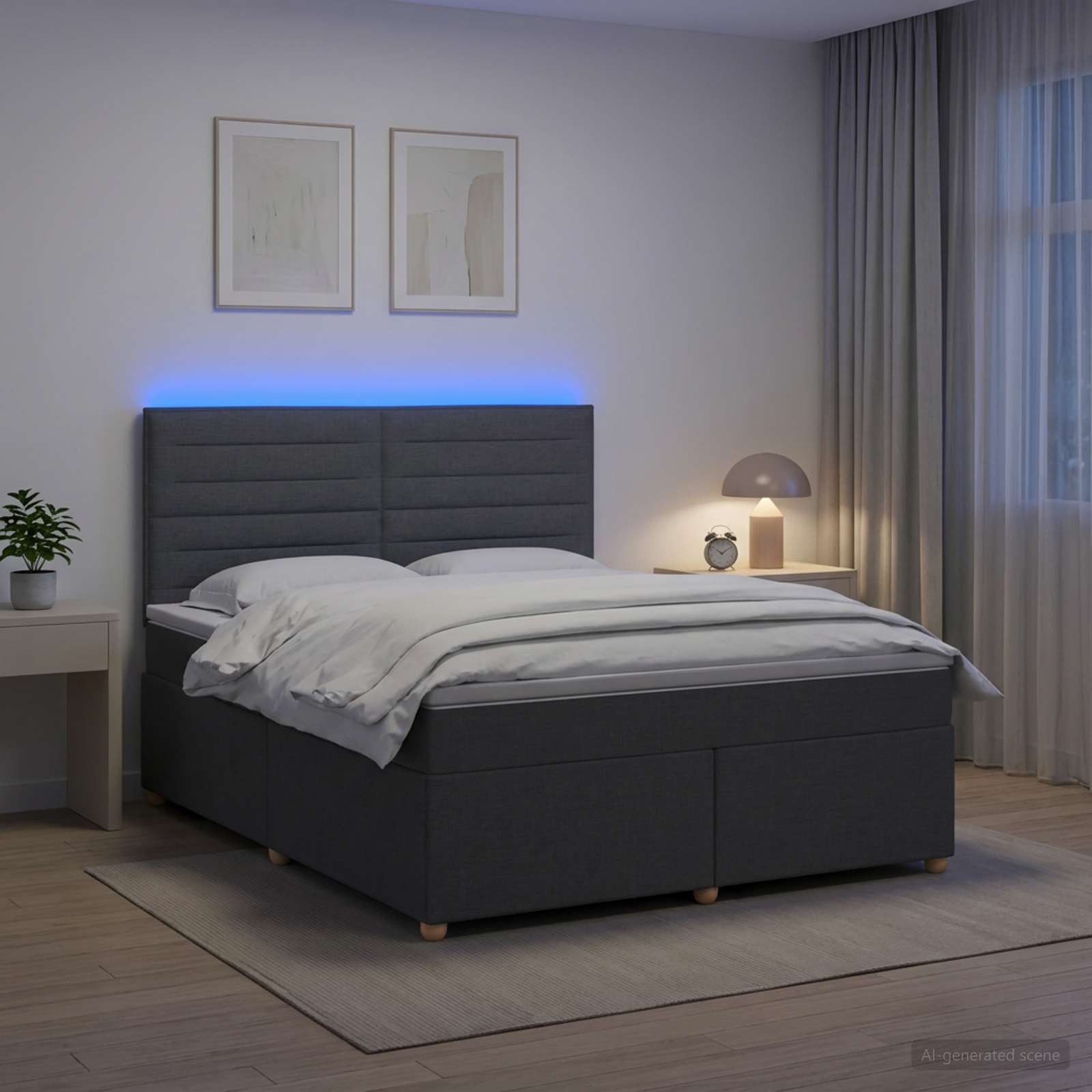 Boxspringbett mit Matratze Dunkelgrau 140 x 190 cm Stoff