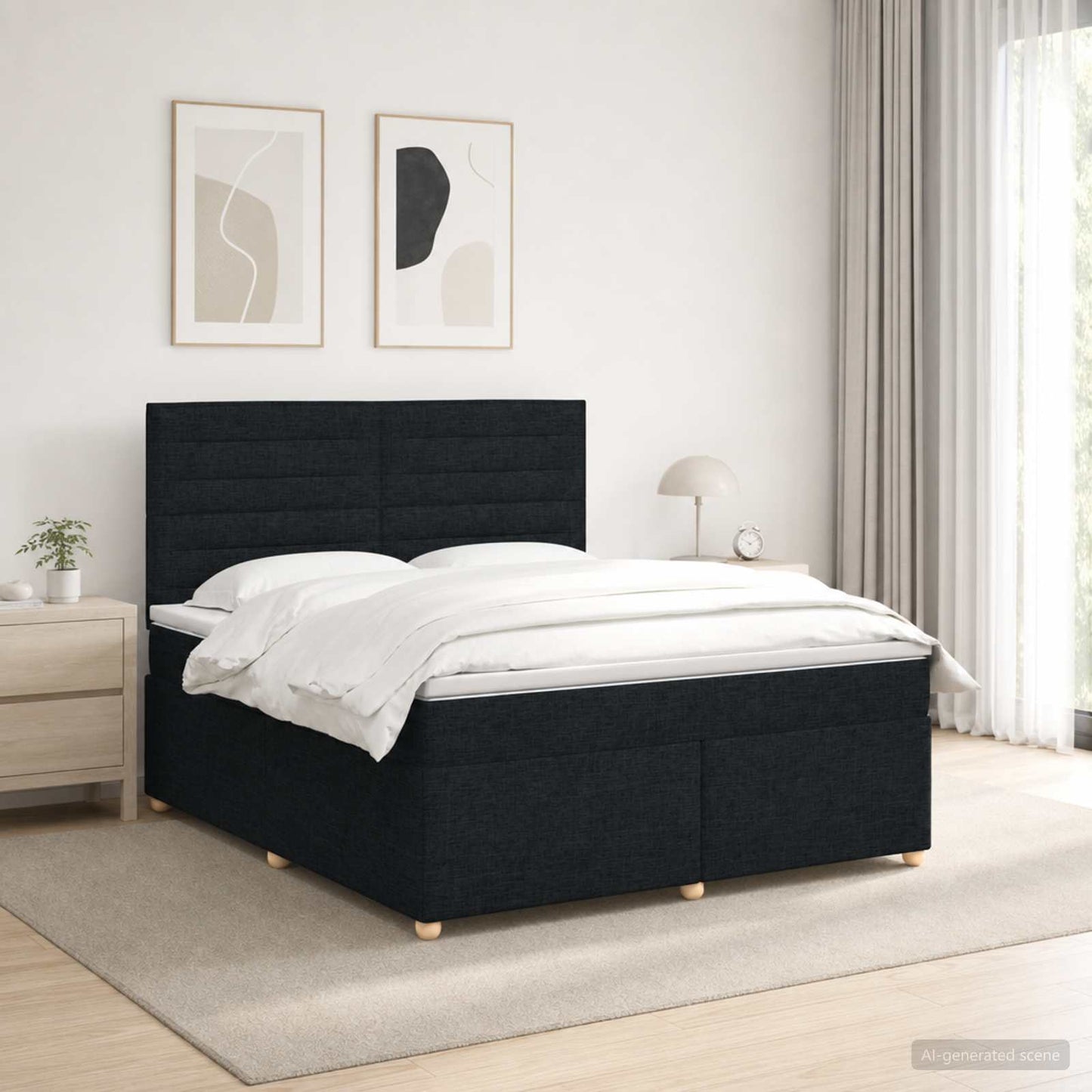 Boxspringbett mit Matratze Schwarz 140 x 190 cm Stoff