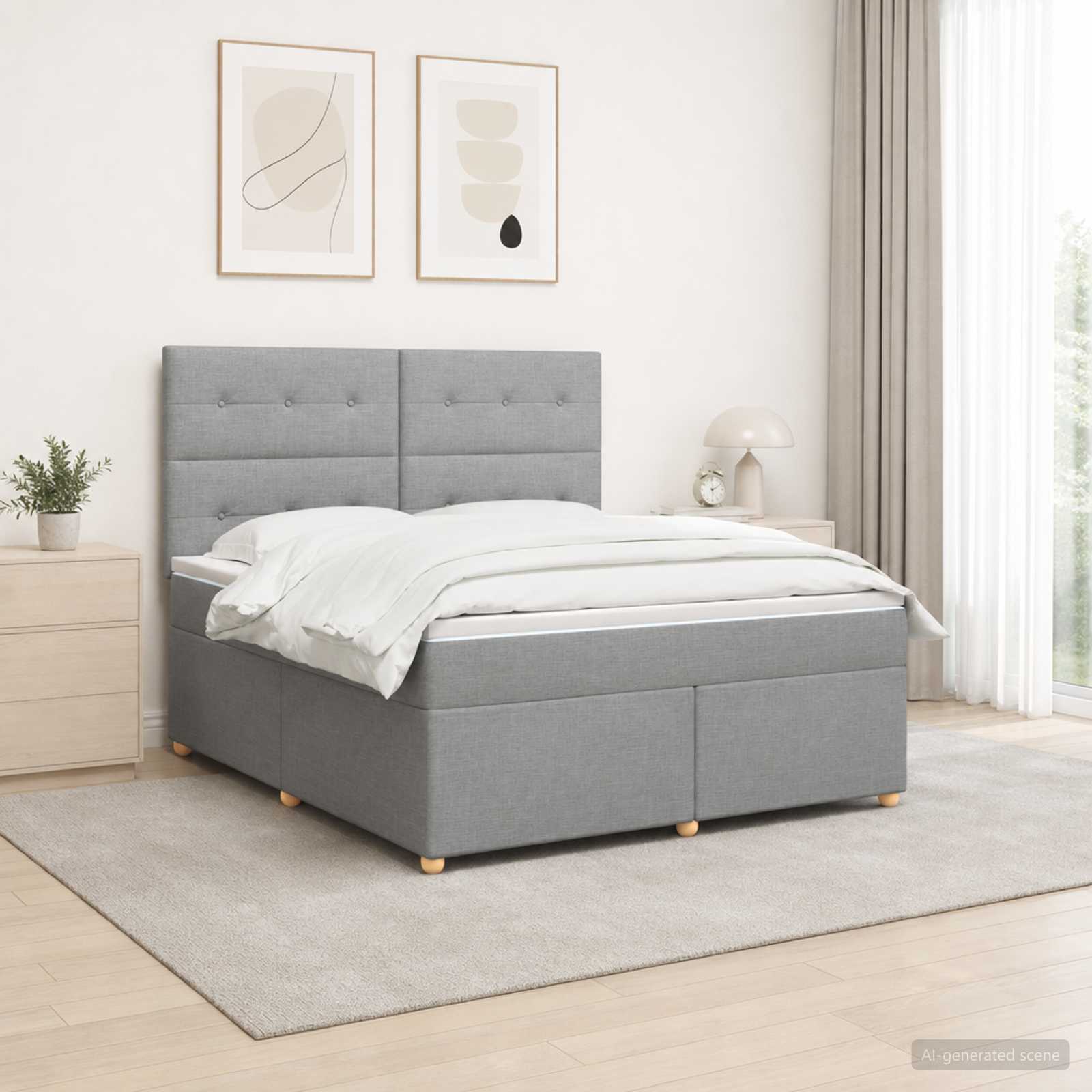 Boxspringbett mit Matratze Hellgrau 140 x 200 cm Stoff