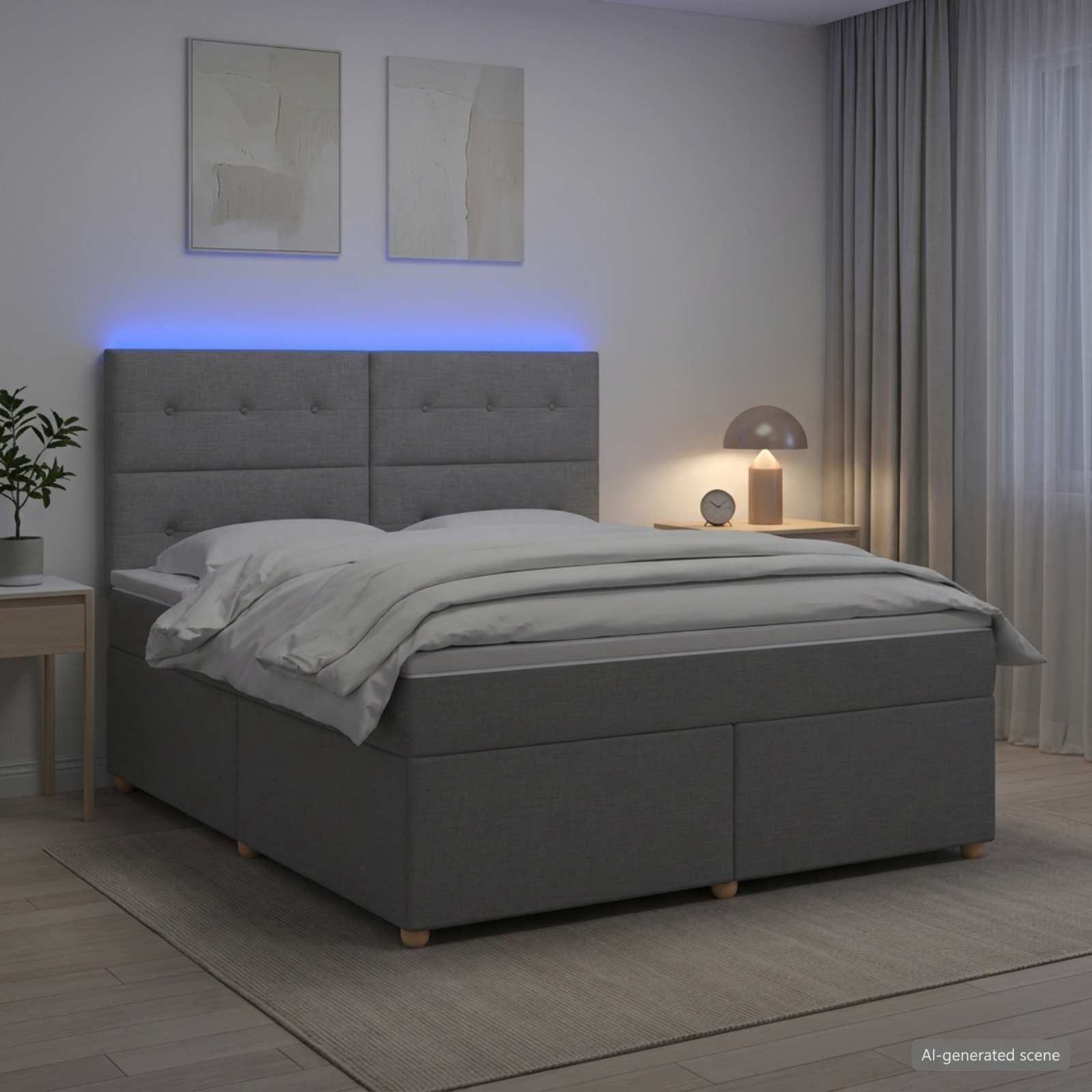 Boxspringbett mit Matratze Hellgrau 140 x 200 cm Stoff
