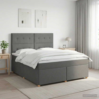 Boxspringbett mit Matratze Dunkelgrau 160 x 200 cm Stoff