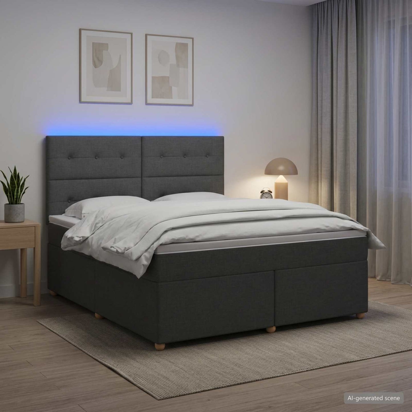 Boxspringbett mit Matratze Dunkelgrau 140 x 190 cm Stoff