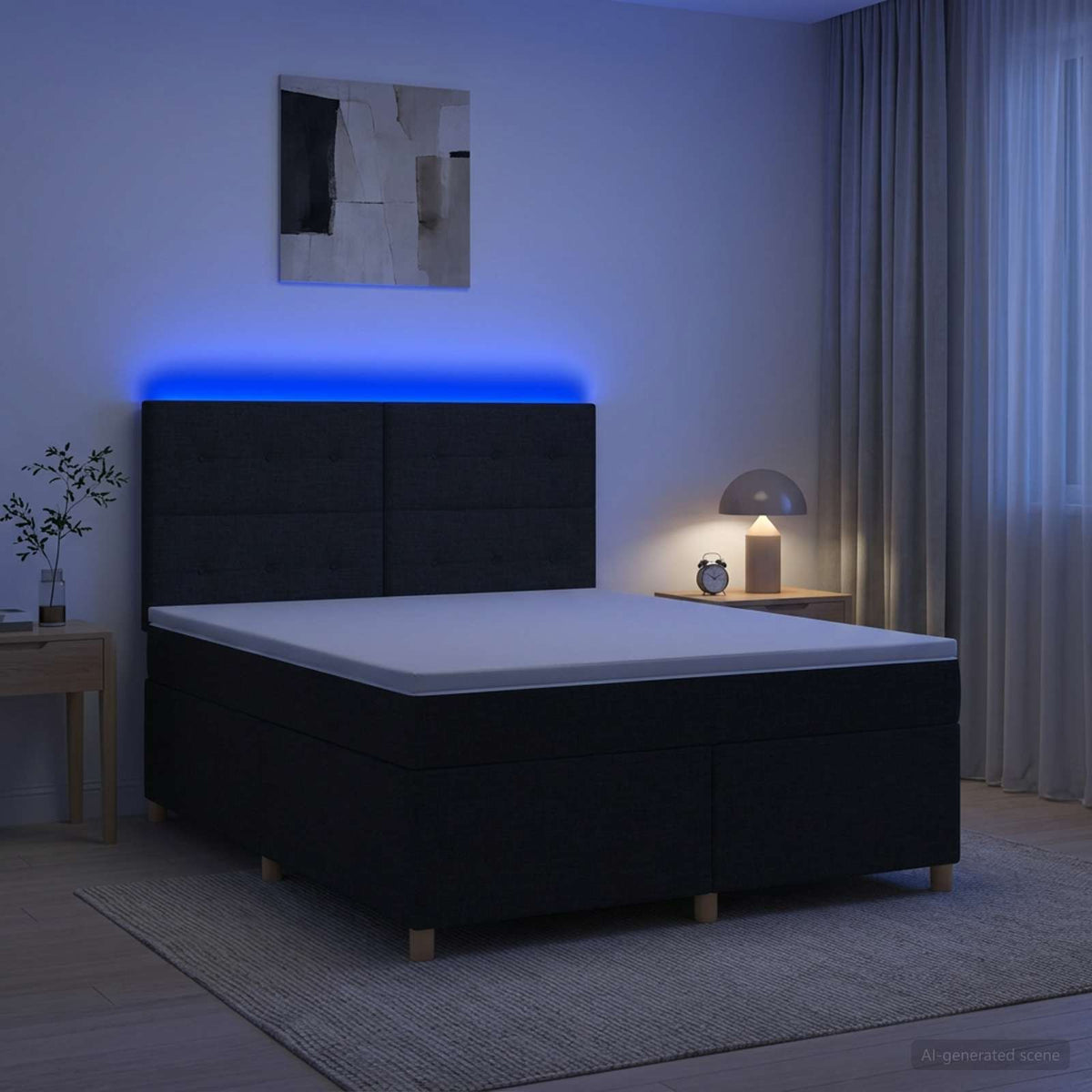 Boxspringbett mit Matratze Schwarz 180 x 200 cm Stoff