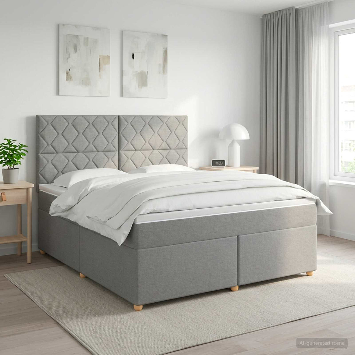 Boxspringbett mit Matratze Hellgrau 160 x 200 cm Stoff