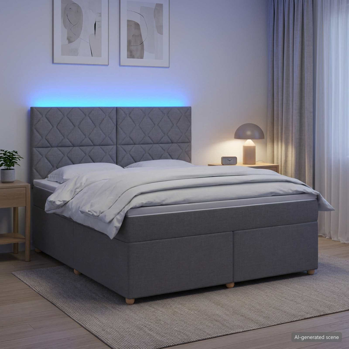 Boxspringbett mit Matratze Hellgrau 160 x 200 cm Stoff
