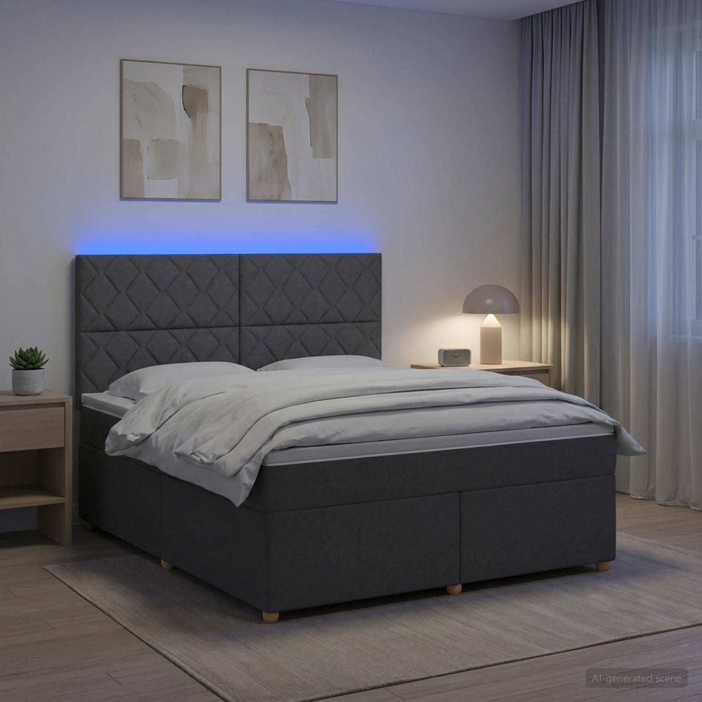 Boxspringbett mit Matratze Dunkelgrau 140 x 200 cm Stoff