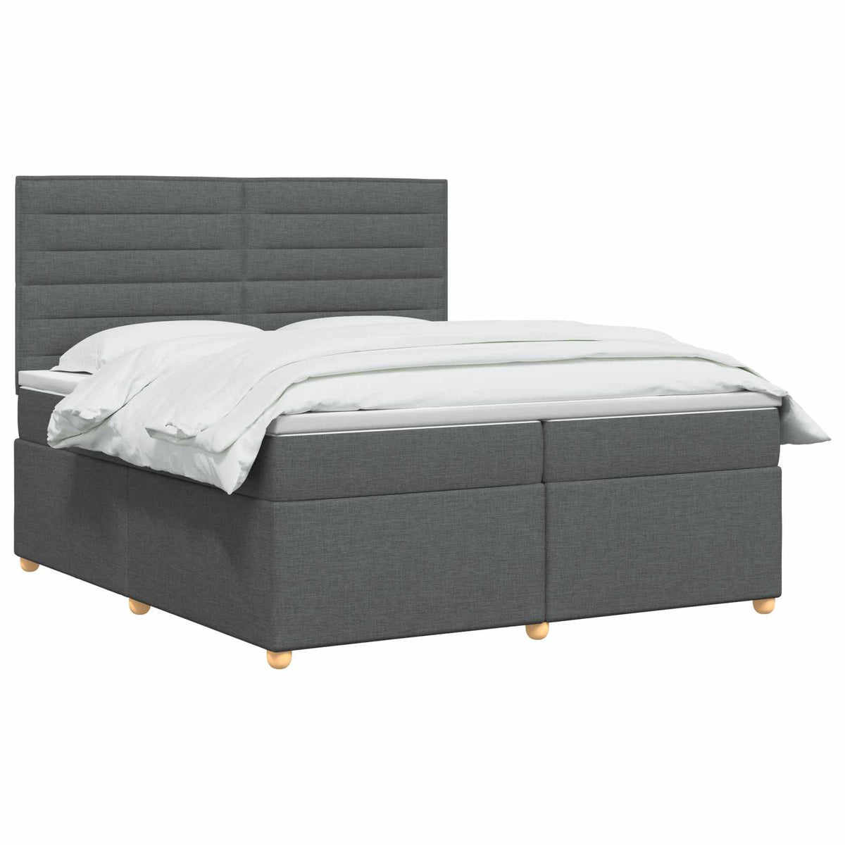 Boxspringbett mit Matratze Dunkelgrau 200 x 200 cm Stoff