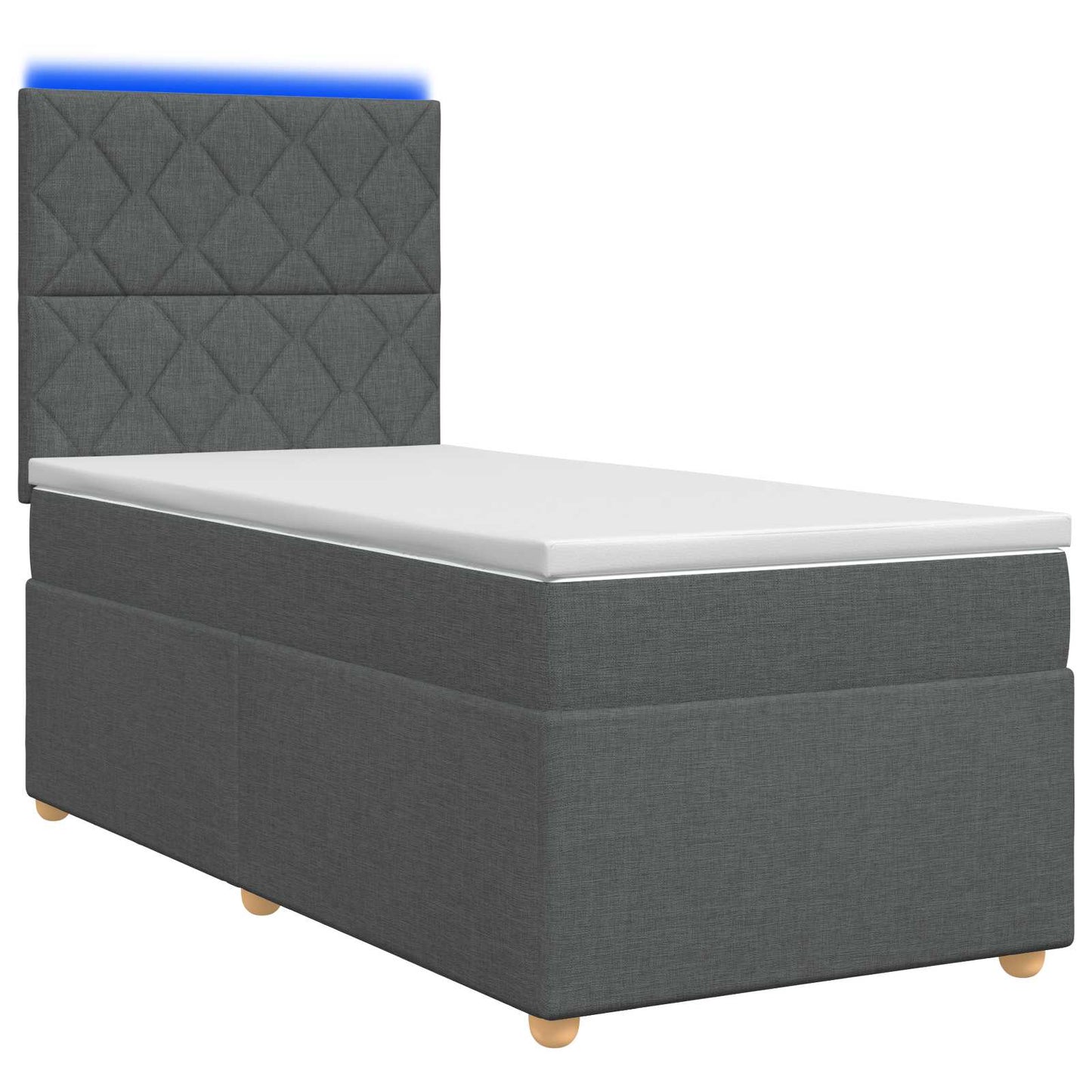 LED Boxspringbett mit Matratze Dunkelgrau 90 x 190 cm Stoff